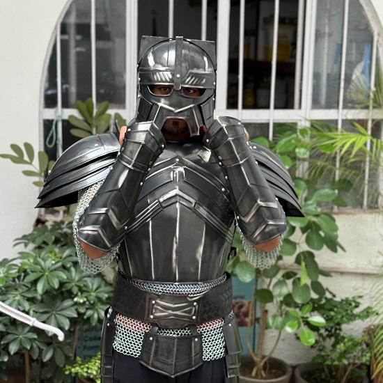 Гномья черная боевая броня, носимый костюм воина Мории для LARP, фэнтези ролевых игр, Хэллоуин