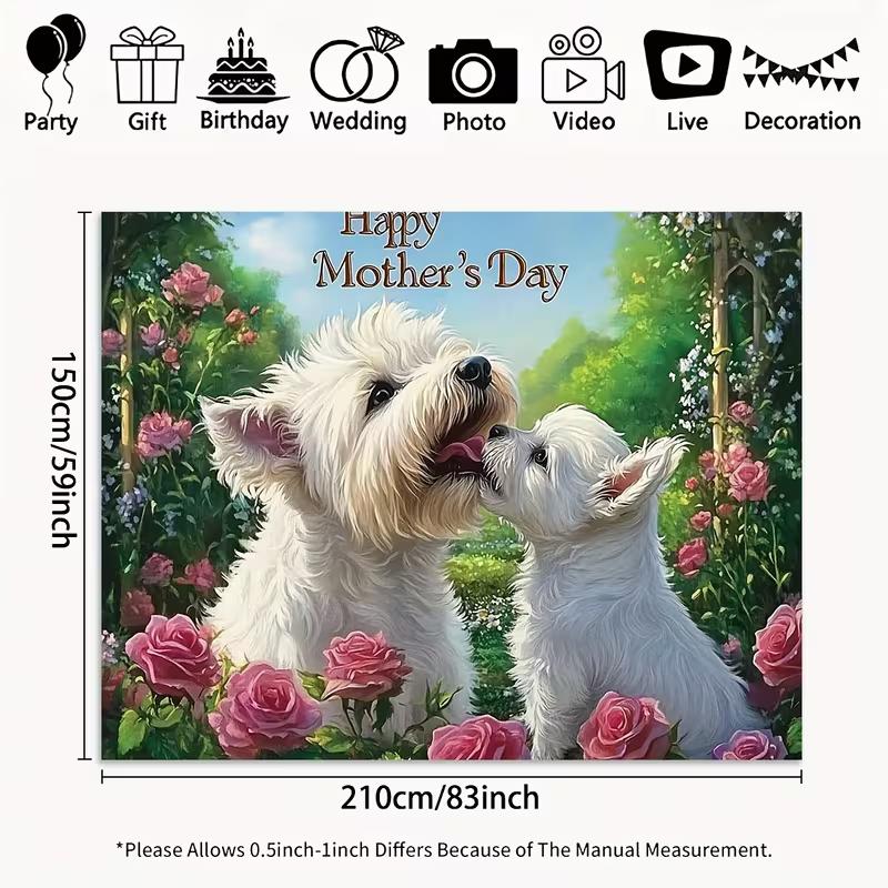 Floral West Highland White Terrier 2D Photography Background for Mother's Day