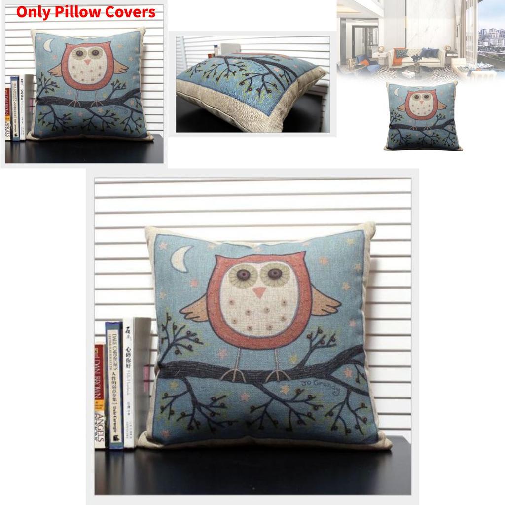 Only Pillowcases Style Owl Pillow With Detachable Linen Cover And Plush Filling For Bedroom