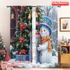 2pcs 2D Flat Printing Merry Christmas Party Curtains Cute Snowman Christmas Gift Polyester Without Electricity Party Decorations