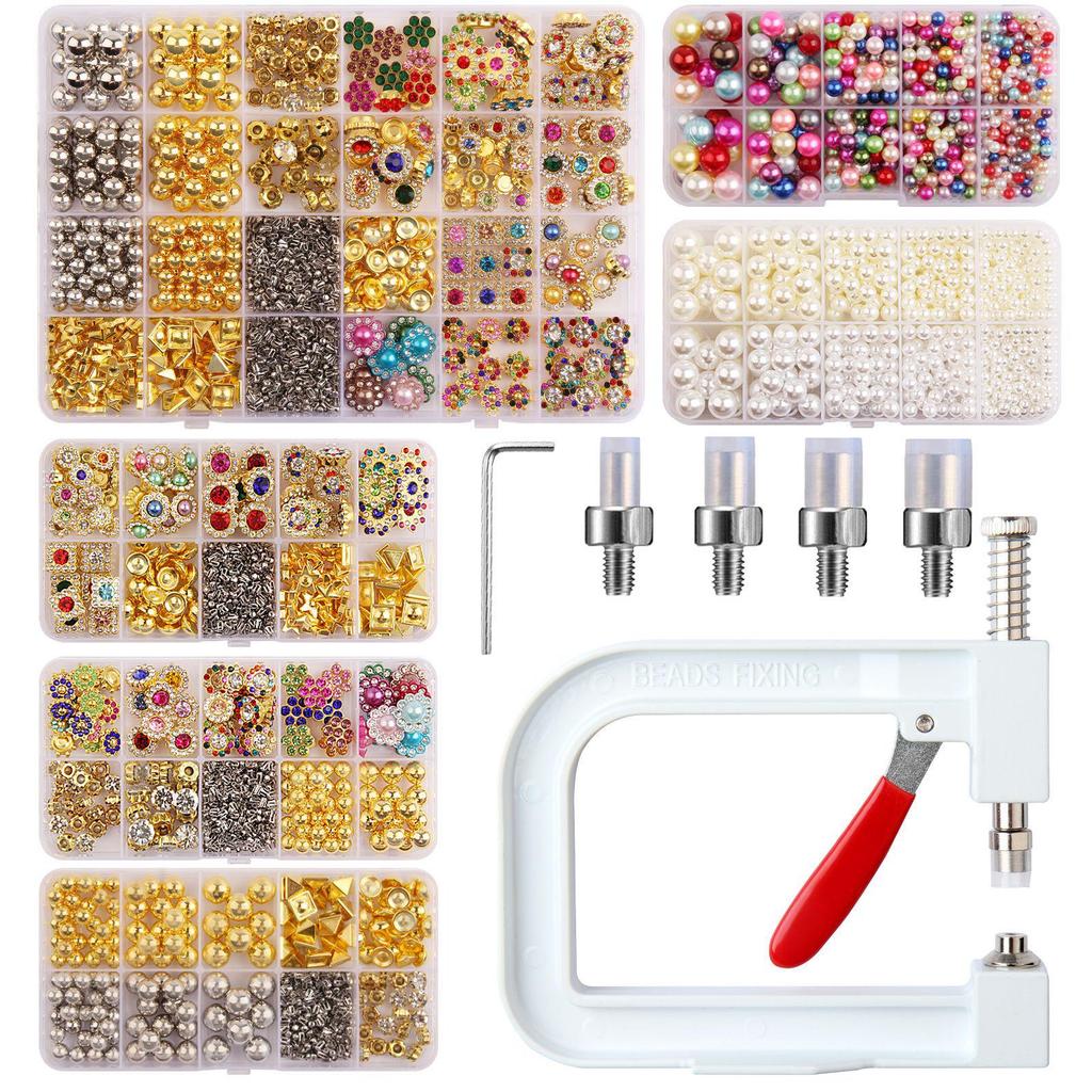 Hot-Selling Beading Machine Set: Multi-Color Plastic Base, Irregular Drill, Round Bead Claw, 24-Grid Jewelry Accessories.