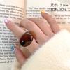 Vintage Brown Color Resin Wide Rings For Women Korean Geometric Heart Rectangle Chunky Finger Rings Party Jewelry Accessories
