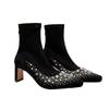 Beaded Suede Women Ankle Snow Boots Luxury Square Toe High Heels Shoes Brand New Winter 2025 Trend Designer Pumps Botas Mujer