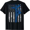 Distressed Patriotic Thin Blue Line Lineman American Flag Gift Unisex T-Shirt