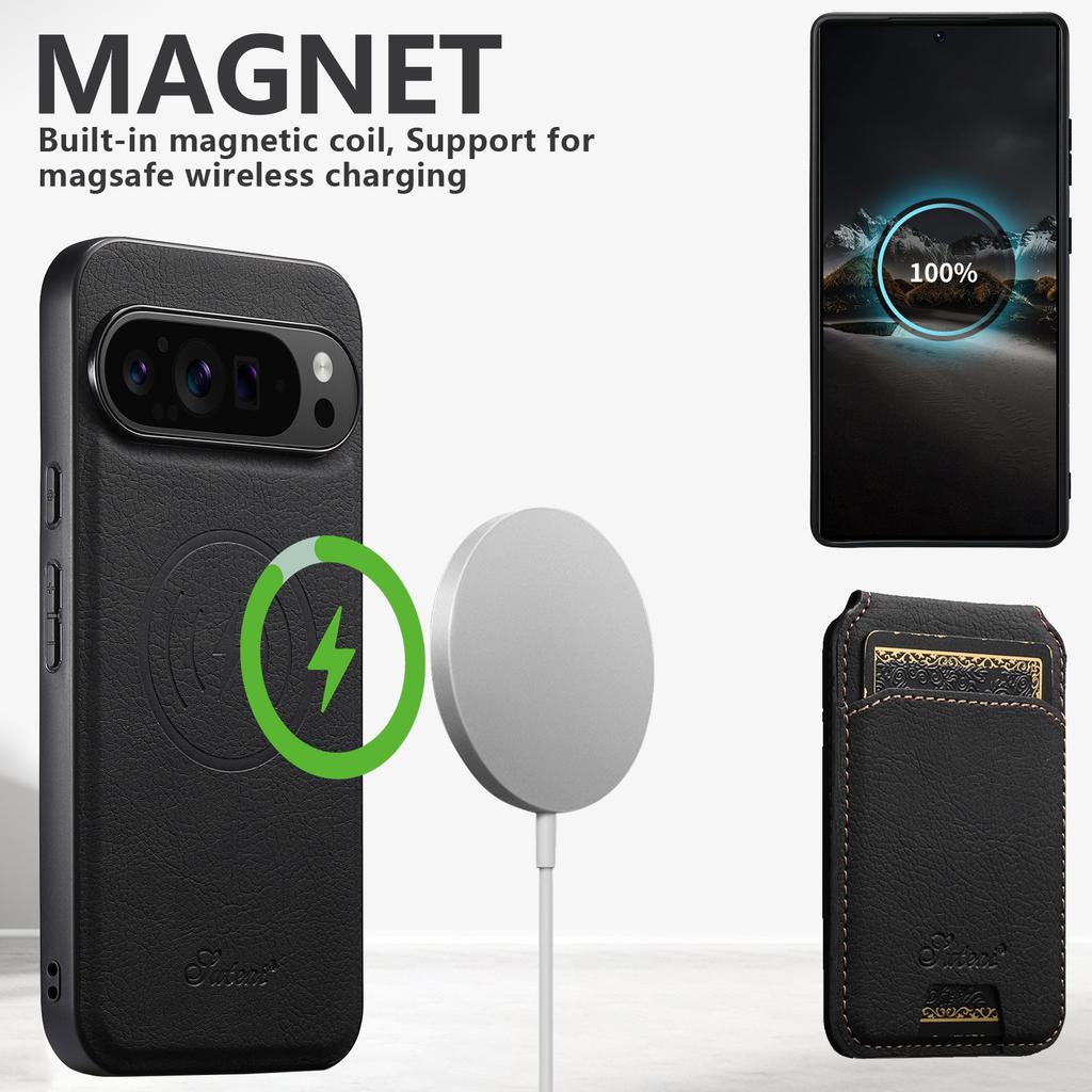 SUTENI H16 For Google Pixel 10 Pro XL Case Compatible with MagSafe Kickstand Phone Cover Detachable Card Holder