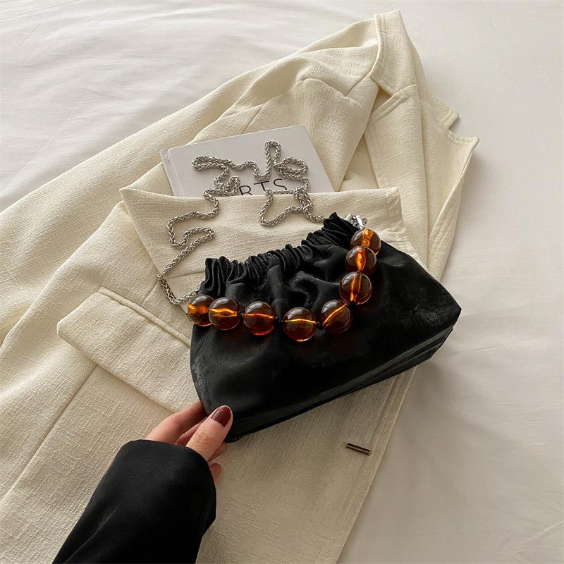 Модная нежная плиссированная сумка с бусинами в иностранном стиле, весенне-летняя универсальная сумка-мессенджер, женская сумка Tide