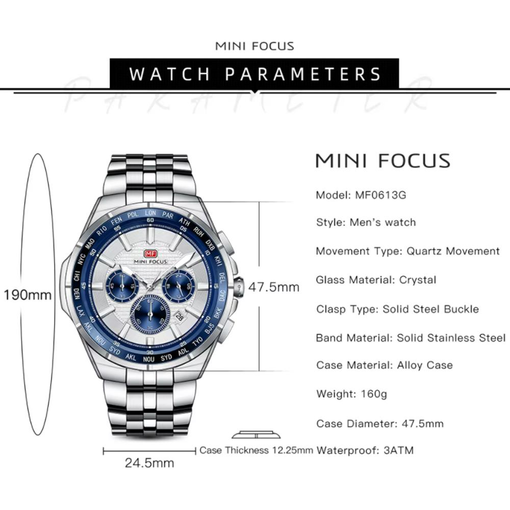 Casual Men's Quartz Watch Chronograph Calendar Luminous Waterproof Elegant Business Watches