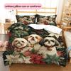 Three Bell-adorned Cats and Dogs  Pattern Bedding Quilt Set  Home Decoration  Gift (1 * duvet cover + 2 * pillowcase, without core)