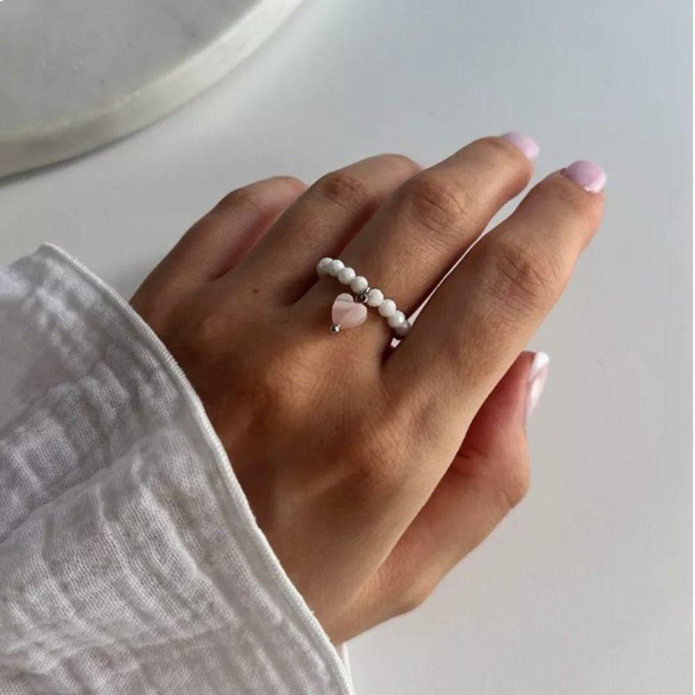 Waterproof Sweet Creative String of Beads Elastic Cord Round Bead Rings for Women Elegant