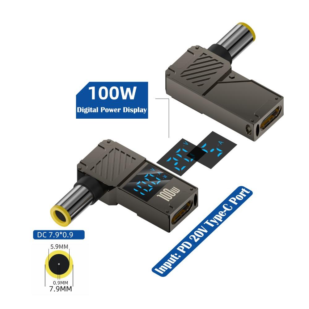 PD 100 Вт USB-C к DC Конвертер Цифровой дисплей Зарядное устройство для ноутбука Штекер для Lenovo/HP/Dell