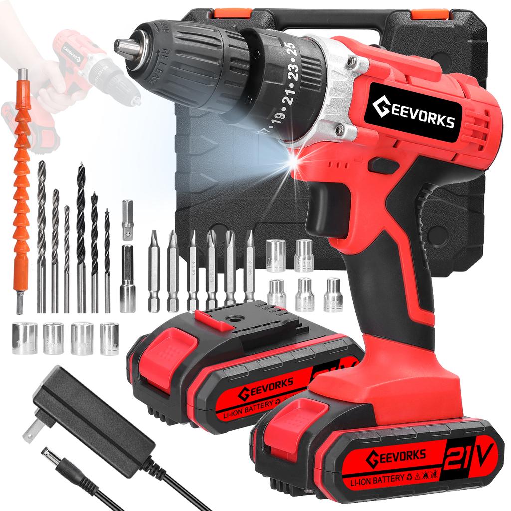 Household 3in1 Multifuctional Electric Drill Handheld Lithium Screwdriver 21V Impact Drill Brushed