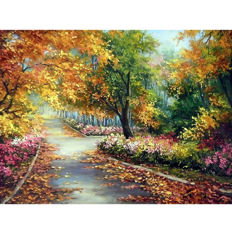 Autumn Embroidery Full Round Diamond Scenery Sale 5d Diamond Painting Landscape Cross Stitch Kit Mosaic Rhinestone Home Decor