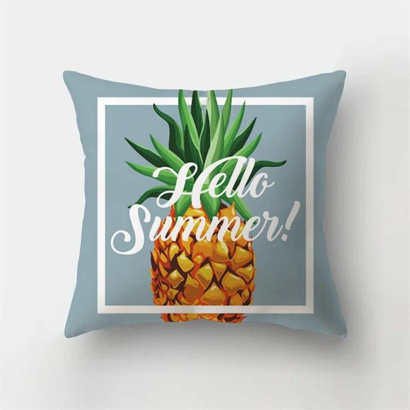 45x45cm Sea Blue Alphabet Pillowcase Pineapple Leaf Plant  Sofa Office Seat Car Cushion Cover Home Decor