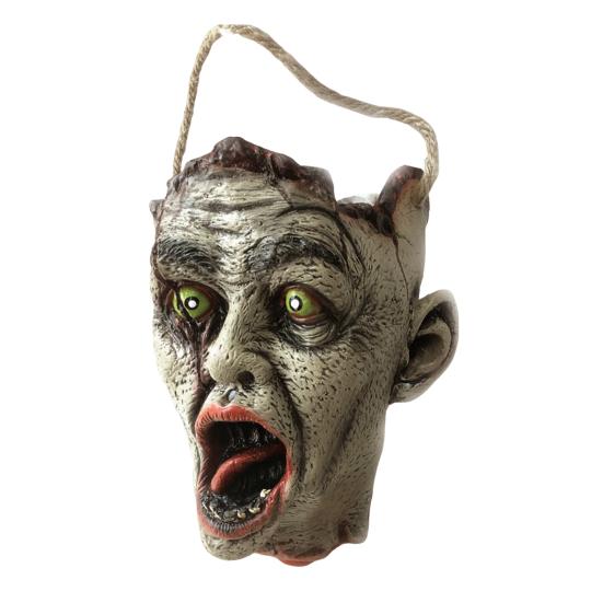 Жуткое ведро для конфет на Хэллоуин, сумочка в виде головы зомби, жуткое ведерко для конфет на Хэллоуин, для вечеринки, украшения дома с привидениями