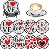 8 Pieces/set of Diamond Painted Text Love Pattern Coasters with Brackets DIY Coasters for Beginners and Adults, Art and Craft Supplies Gifts