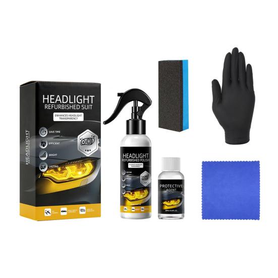 Headlight Repair Kit Fix Yellowed Fogging Oxidation Car Lenses With Polish Uv Protectant Spray