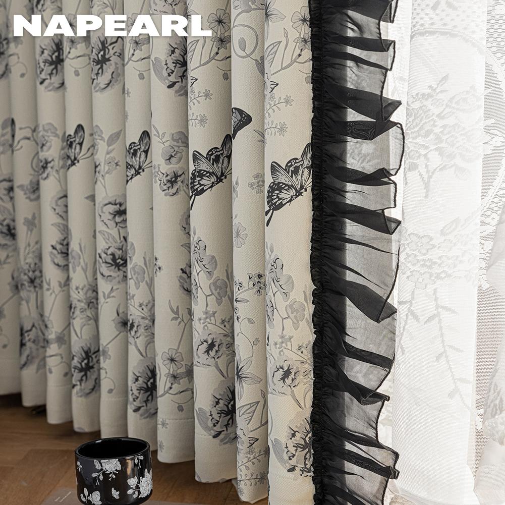 1 шт. NAPEARL 70-80% затемнение французский романтический ретро бабочка секретное царство напечатанный рюшами шторы для спальни гостиная домашний декор