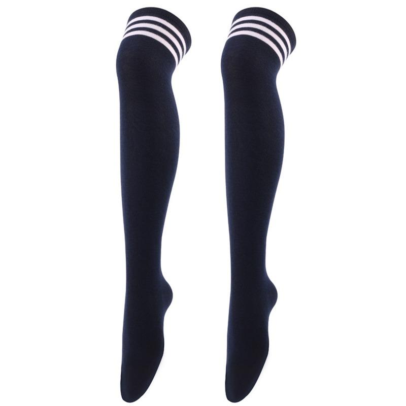 Women Over Knee Thigh High Socks Academic Style Solid Corlor Long Socks Over The Knee Stockings For Ladies Girls
