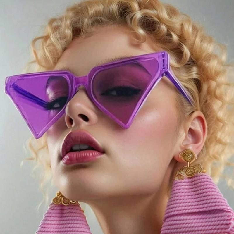 Large Triangular Sunglasses For Men And Women, Candy-colored Sunglasses, Exaggerated And Individualistic, Seaside Vacation Fashion Show Glasses.