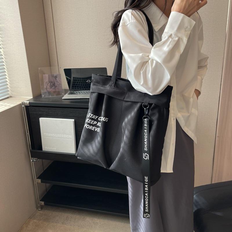 Холщовая сумка с буквенным принтом, женская большая сумка, студенческая сумка через плечо большой вместимости