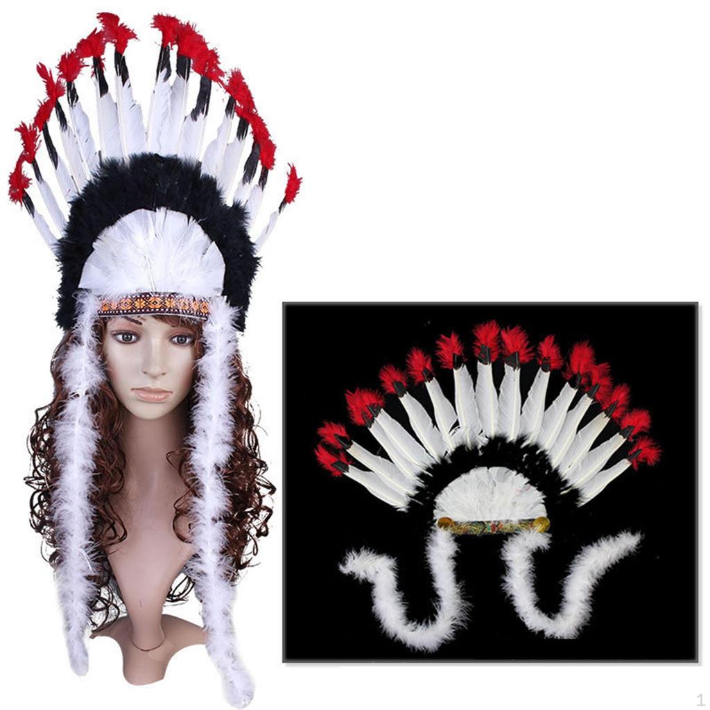 American Chief Indian Hat Feather Headdress Head Accessories Headpiece Headband Headwear for Party