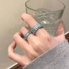 Vintage Sky Blue Drop Glaze Open Ring Women'S Light Luxury Niche Design High-End Ring Plain Ring Decorative Index Finger Ring