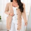 Knitwear Autumn and Winter Long Twist Sweater Women's Button Cardigan