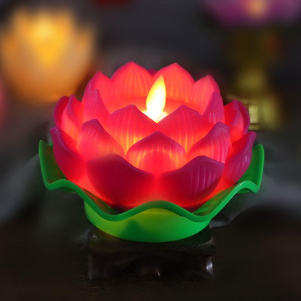 Creative LED Lotus Candles Flameless Desktop Lamp Romantic Night Light  Child Holiday Gift
