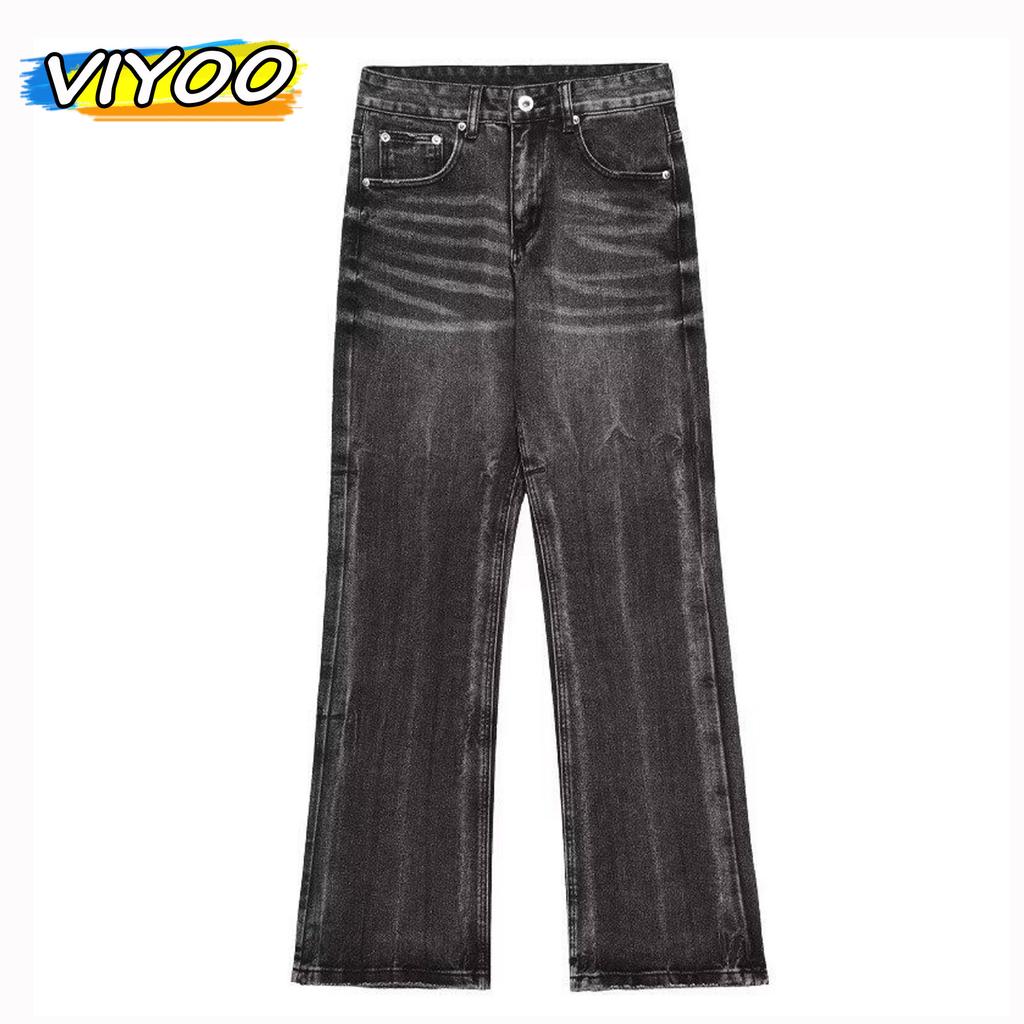 Мужские мешковатые джинсы Y2K, черные, серые винтажные хлопковые джинсовые широкие брюки, полосатые джинсы для мужчин, корейский летний стиль, спортивная одежда