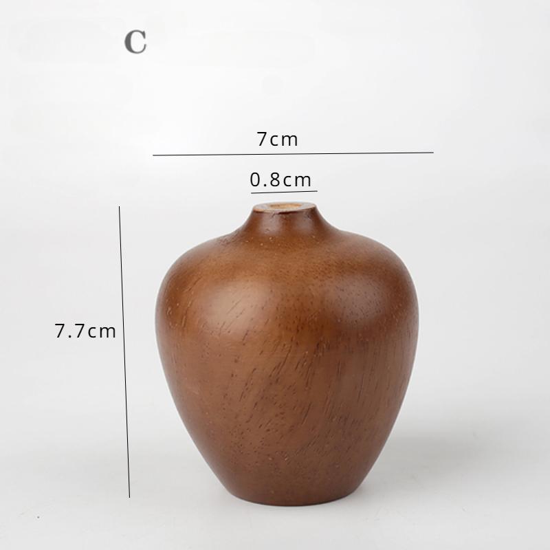 Винтажная ваза из цельного дерева, мини-набор цветов, столешница из сухих цветов, украшение для японской чайной комнаты, деревянный подарок