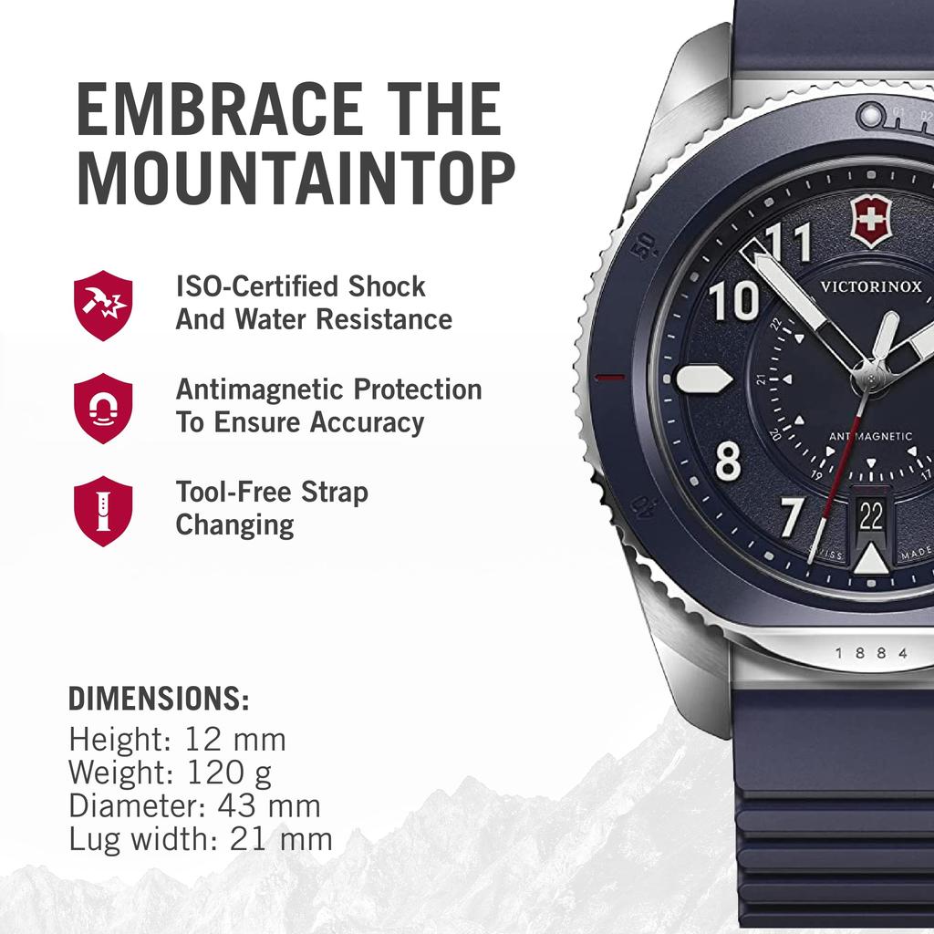 Часы VICTORINOX JOURNEY 1884 Корпус из нержавеющей стали Синий циферблат Синий каучуковый ремешок Кварцевые водонепроницаемые Аналоговые Подарочные 241975 Мужские (316L) []