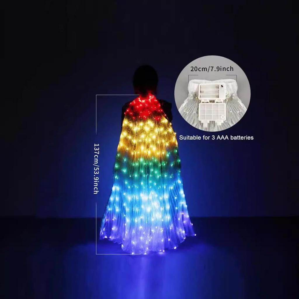 Multicolor LED Light-Up Gold Wings for Adult Belly Dance & Stage Performance