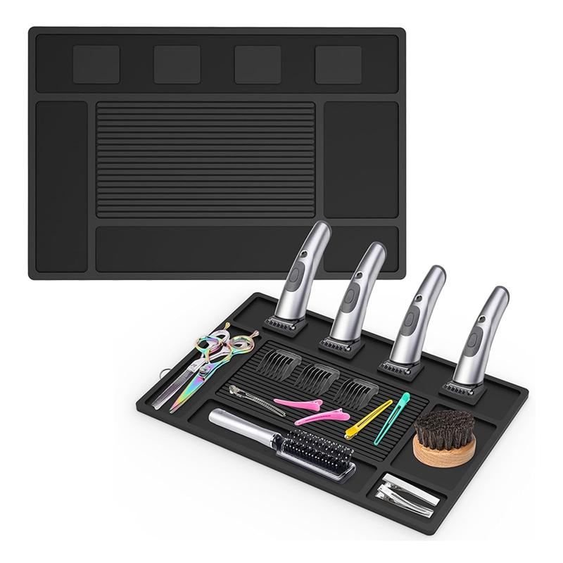 M-Modern-For Salon For Station Barber Tool Organizer Mat Magnetic For Clippers, Shop Beauty Tool With 4 Slots