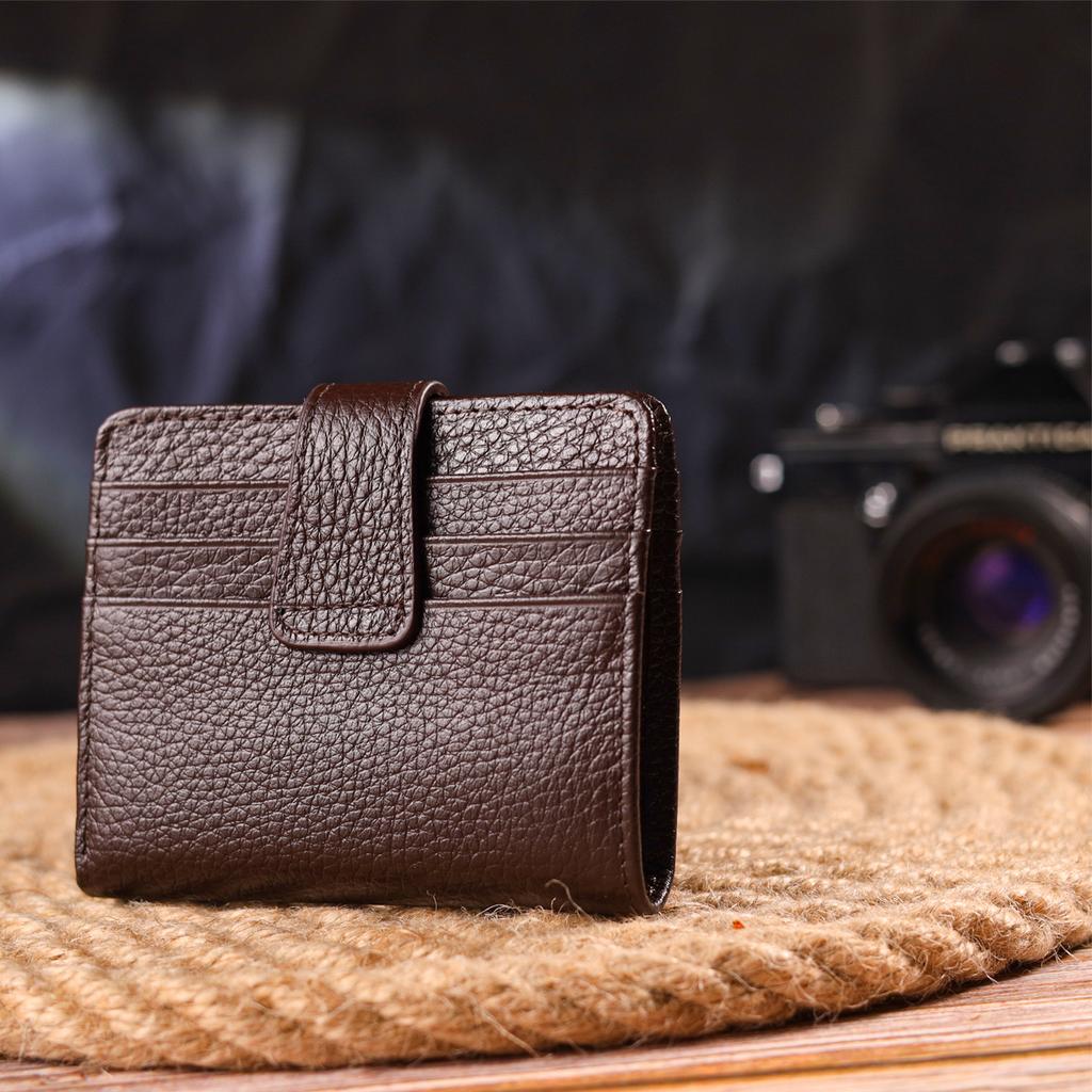 Компактный мужской кошелек из натуральной зернистой кожи CANPELLINI Purse 21686 Коричневый
