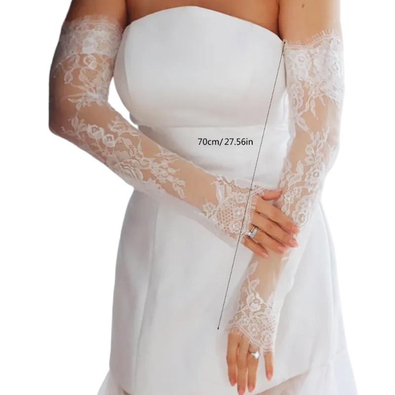 Длинные прозрачные перчатки с кружевным цветком, накидки на руки для девичника по случаю, свадебные перчатки для фотосессии