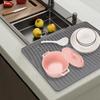 Nonslip Kitchen Dish Drainer Pad Large size Dish Drying Mat Silicone Draining Board Mat  Countertop
