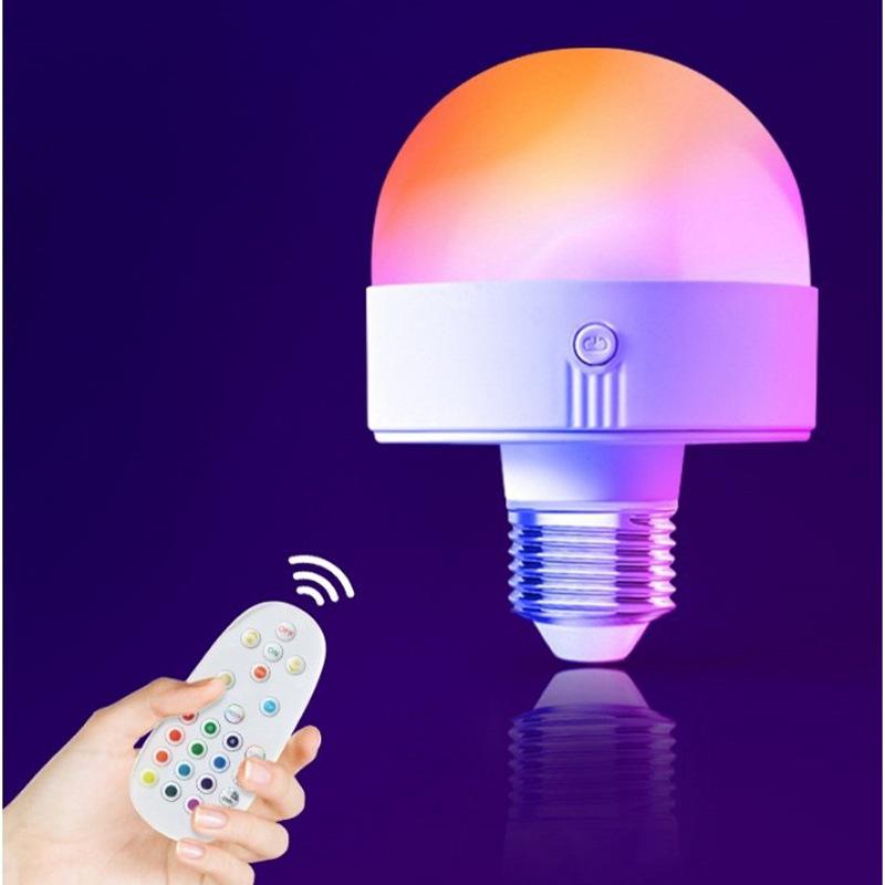 Перезаряжаемая беспроводная настенно-настольная лампа E27 с RGB и трехцветной лампой, управление с пульта и касанием