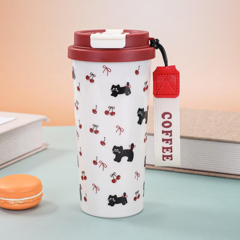 500ml Insulated Cup Leak-Proof Thermos Mug Durable Straw Cup Outdoor