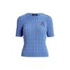 Polo SS23 Solid Logo Cable Knit Short Sleeve Sweeper Women sweater Blue WMLRSWESN820070-400