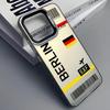 Alemanha avião viagem bilhete Capa de Telefone Para iPhone 16 15 14 13 12 11 Pro Max Preto Fosco Multicolor Laser Metálico Aurora Capa