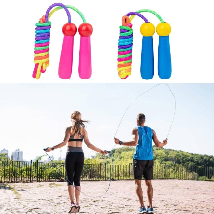 Jump Rope, Cotton Kid Jump Rope with Wood Handle Adjustable Length Skipping Rope