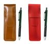 Тонкий пенал из коровьей кожи красно-коричневого цвета, набор, металлическая шариковая ручка зеленого цвета ASCR-SI2067BP-G