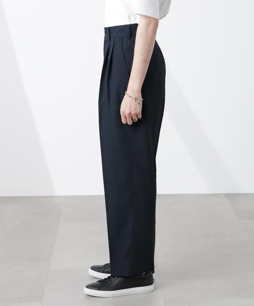 Брюки Nano Universe Tech Linen Relaxed Tuck Tapered, мужские, размер M, 023, угольный, 672-5127217