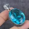 Швейцарский голубой топаз драгоценный камень 925 стерлинговое серебро ювелирный кулон 2.05" h7D27