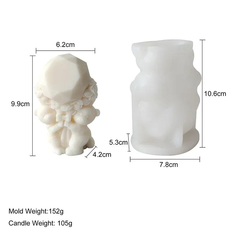 Mold Bear Heart Bouquet Rose Flower Valentineday Diy Mold Heart Shape Silicone Candle Mould