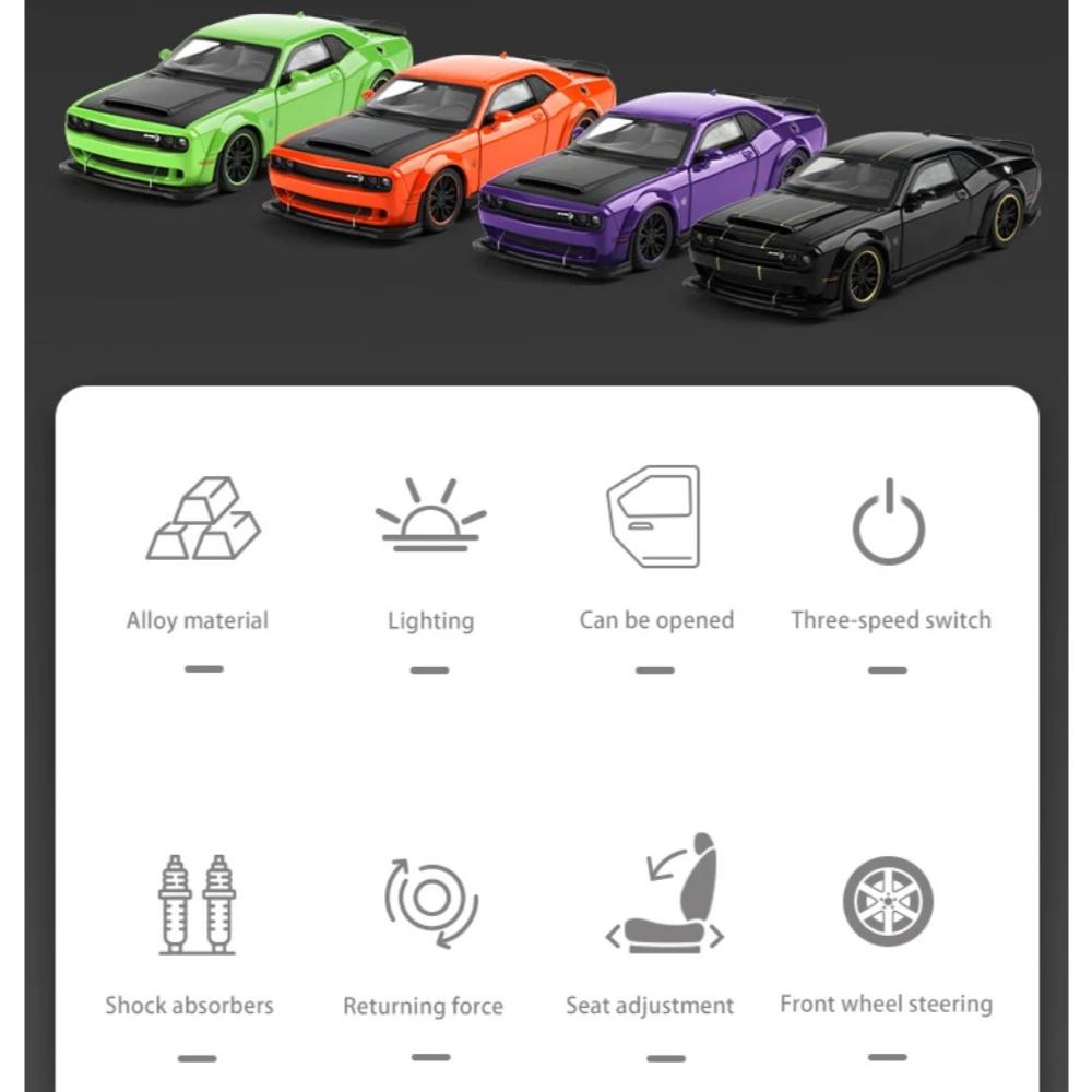 Масштаб 1/32 Dodge Challenger SRT Hellcat Redeye Супер Спорткар Сплав Металл Литой Модель Машины Звук и Свет Хобби Коллекционный День Рождения