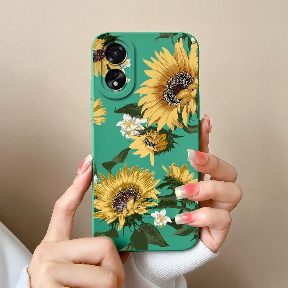 For OPPO A2 A38 A58 A78 A79 Realme 11 Pro Plus Phone Case Cute Fashion High Quality Sunflower Butterfly Matte Liquid Silicone For OPPO Phone Bumper