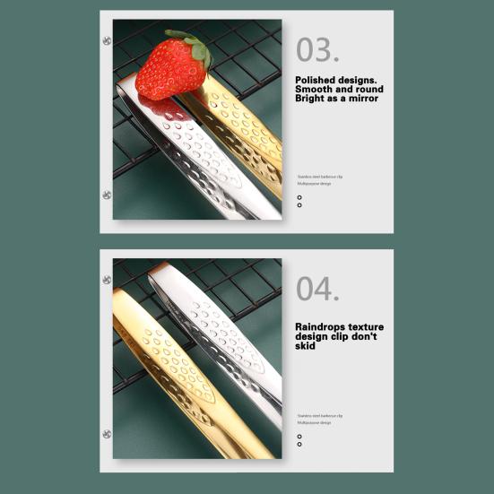 Щипцы для пищевых продуктов Зажим для пищевых продуктов Пищевой термостойкий, без запаха, антидеформированный, гладкий край, нержавеющая сталь, удобная ручка, противоскользящий