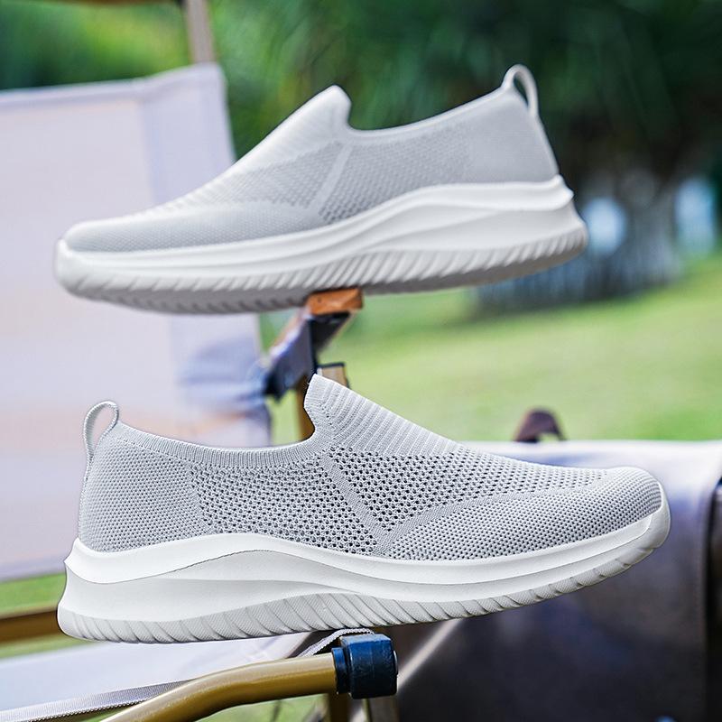 Летняя обувь для ходьбы большого размера, мужская обувь из летучей ткани, дышащая повседневная обувь, спортивная легкая обувь на мягкой подошве для бега и путешествий