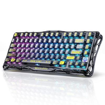 GravaStar K1 Lite Прозрачная Игровая Bluetooth Прозрачная RGB Механическая Клавиатура с Раскладкой США для Прозрачной Черной Клавиатуры, Беспроводная, Раскладка 75%,